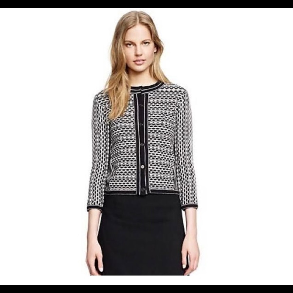 Tory Burch “Monique” black and white cardigan